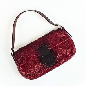 Fendi Baguette Beaded Vintage Ruby Red